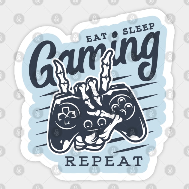 Eat Sleep Gaming Repeat skull Old School Gamer console Sticker by AYOMA